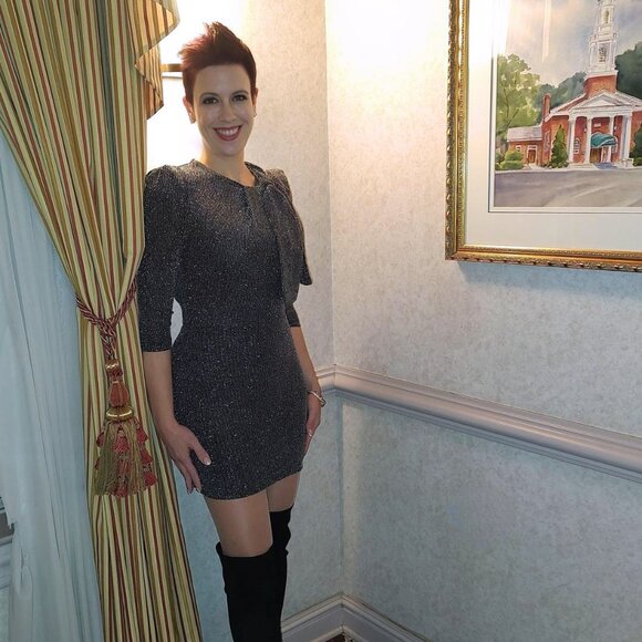 IRO Perk tie-neck metallic stretch-knit mini dress 34 XS worn once - Picture 3 of 7